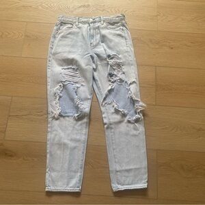 American Eagle Light Wash Regular Fit Distressed Denim Jeans